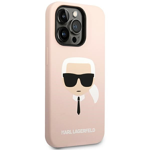 Karl Lagerfeld KLHCP14LSLKHLP iPhone 14 Pro 6.1 &quot;hardcase pink / pink Silicone Karl`s Head