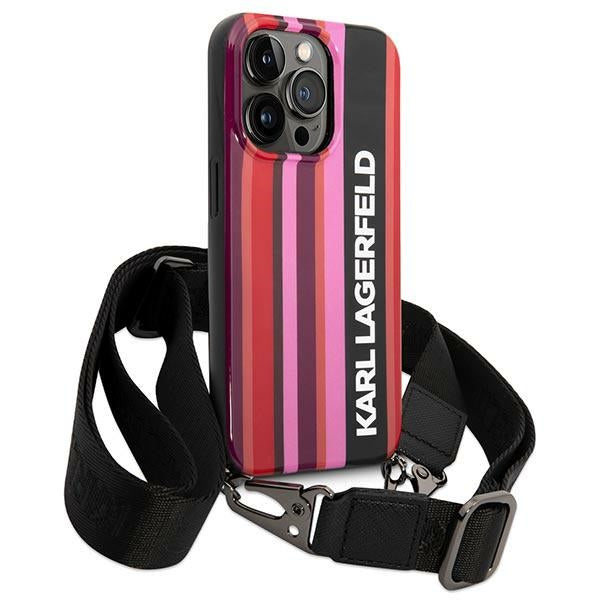 Karl Lagerfeld Color Stripes Strap Case for iPhone 14 Pro - Pink