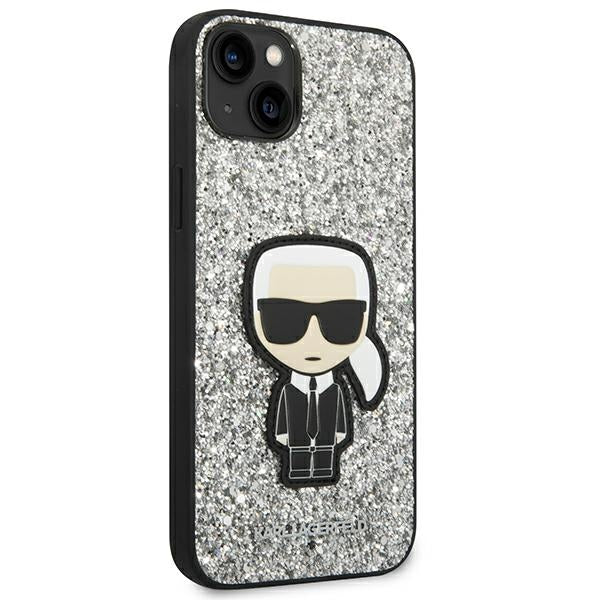 Karl Lagerfeld KLHCP14MGFKPG iPhone 14 Plus 6.7 "hardcase silver / silver Glitter Flakes Ikonik