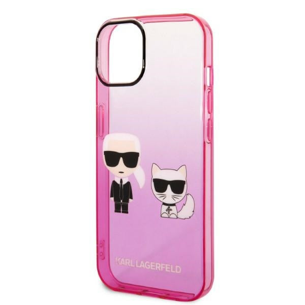 Karl Lagerfeld Gradient Ikonik Karl&amp;Choupette Case for iPhone 14 Plus - Pink