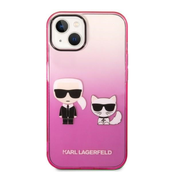 Karl Lagerfeld Gradient Ikonik Karl&amp;Choupette Case for iPhone 14 Plus - Pink