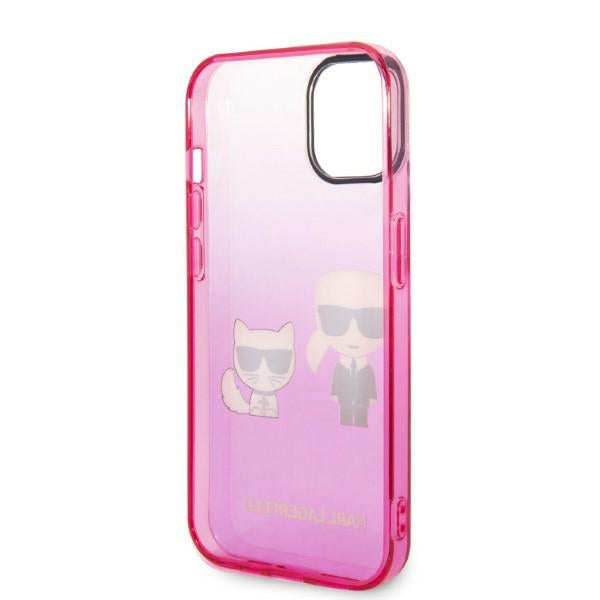 Karl Lagerfeld Gradient Ikonik Karl&amp;Choupette Case for iPhone 14 Plus - Pink