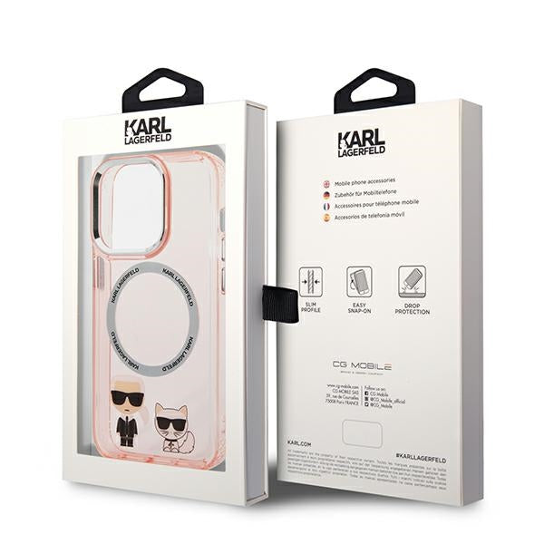 Karl Lagerfeld KLHMP14LHKCP iPhone 14 Pro 6.1&quot; hardcase pink/pink Karl &amp; Choupette Aluminum Magsafe