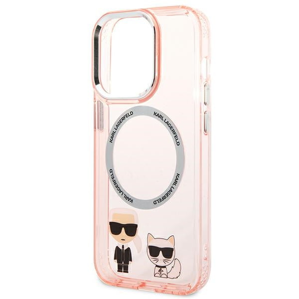 Karl Lagerfeld KLHMP14LHKCP iPhone 14 Pro 6.1&quot; hardcase pink/pink Karl &amp; Choupette Aluminum Magsafe