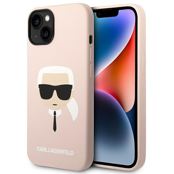 Karl Lagerfeld Silicone Karl&#39;s Head MagSafe Case for iPhone 14 Plus - Light Pink