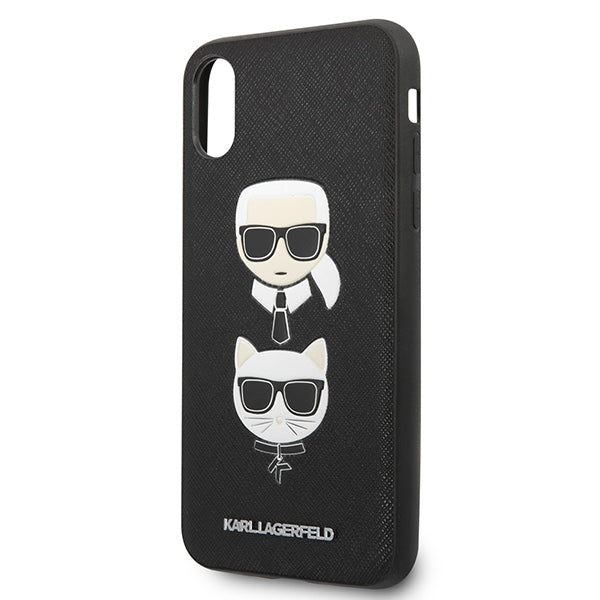 Karl Lagerfeld Saffiano Karl&amp;Choupette Head case for iPhone XS Max - black