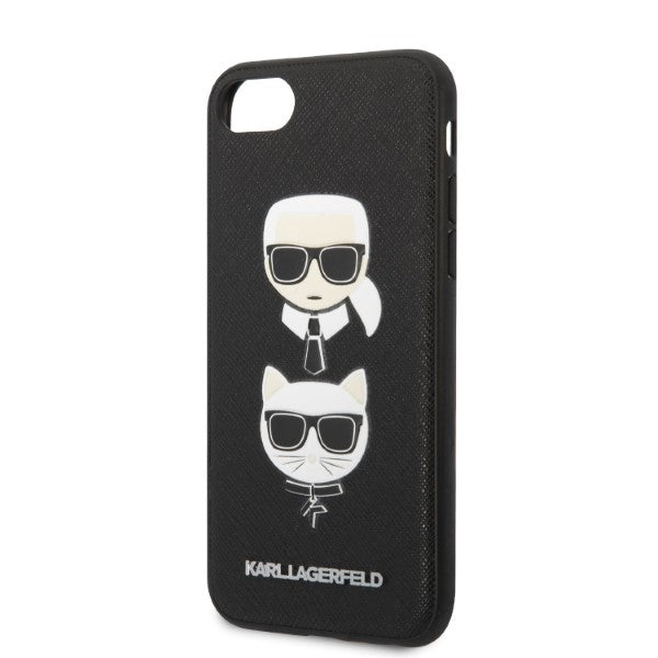 Karl Lagerfeld KLHCI8SAKICKCBK iPhone 7/8 / SE 2020 / SE 2022 black/black hardcase Saffiano Karl&amp;Choupette Head