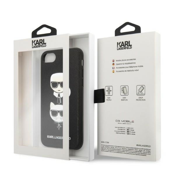 Karl Lagerfeld KLHCI8SAKICKCBK iPhone 7/8 / SE 2020 / SE 2022 black/black hardcase Saffiano Karl&amp;Choupette Head