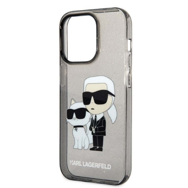 Karl Lagerfeld Glitter Karl&amp;Choupette case for iPhone 14 Pro - black