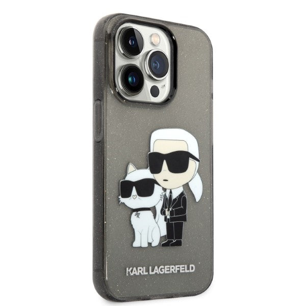 Karl Lagerfeld Glitter Karl&amp;Choupette case for iPhone 14 Pro - black