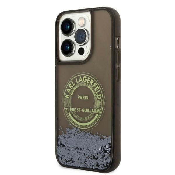 Karl Lagerfeld Liquid Glitter RSG case for iPhone 14 Pro - black