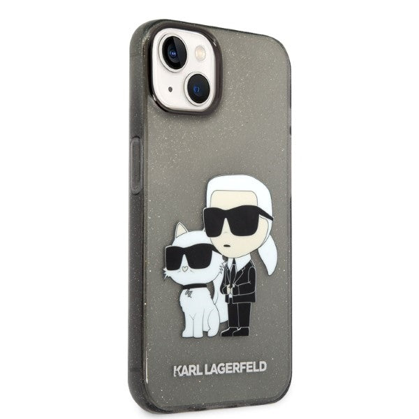 Karl Lagerfeld Glitter Karl&amp;Choupette case for iPhone 14 Plus - black