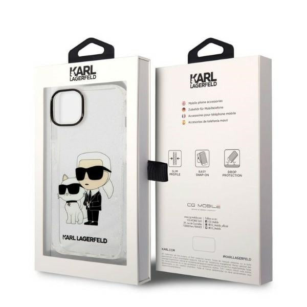 Karl Lagerfeld Glitter Karl&amp;Choupette case for iPhone 14 Plus - transparent