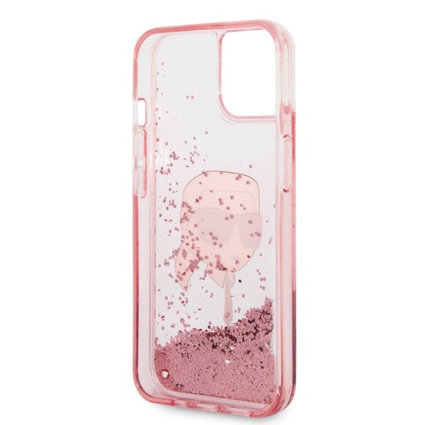 Karl Lagerfeld Glitter Karl's Head case for iPhone 14 Plus - pink
