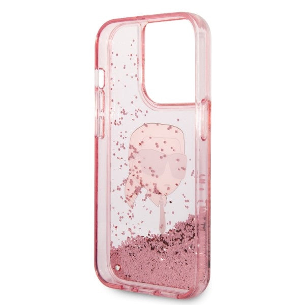 Karl Lagerfeld Glitter Karl's Head case for iPhone 14 Pro Max - pink