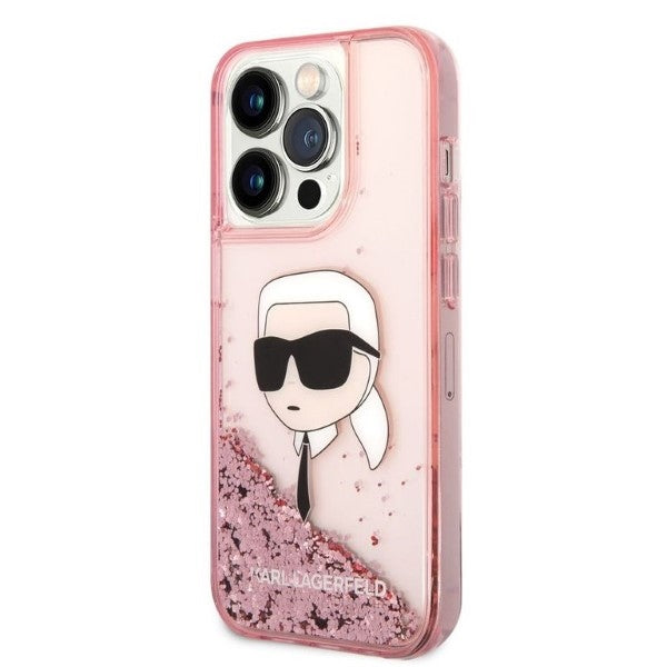 Karl Lagerfeld Glitter Karl's Head case for iPhone 14 Pro Max - pink