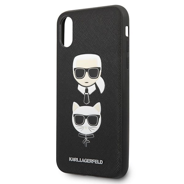 Karl Lagerfeld Saffiano Karl&amp;Choupette Head case for iPhone X/XS - black