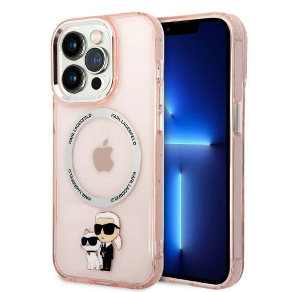 Karl Lagerfeld Iconic Karl&amp;Choupette MagSafe case for iPhone 14 Pro - pink