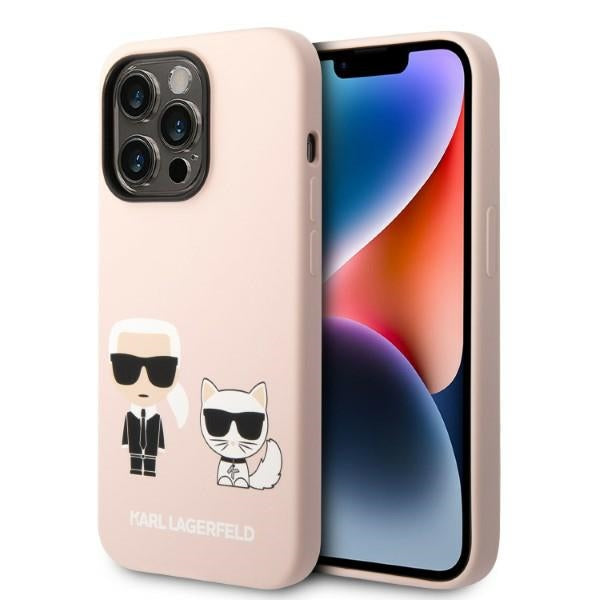 Karl Lagerfeld KLHMP14XSSKCI iPhone 14 Pro Max 6.7" hardcase light pink/light pink Silicone Karl &amp; Choupette Magsafe
