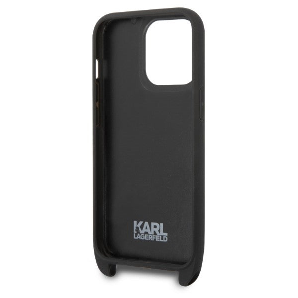Karl Lagerfeld KLHCP14LSTMMK iPhone 14 Pro 6.1" hardcase black/black Monogram Plaque Logo Strap