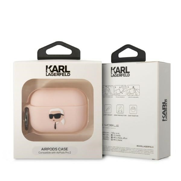 Karl Lagerfeld KLAP2RUNIKP AirPods Pro 2 cover pink/pink Silicone Karl Head 3D