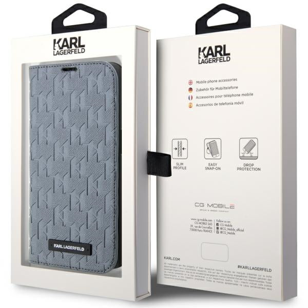 Karl Lagerfeld KLBKP14LSAKLHPG iPhone 14 Pro 6.1" bookcase silver/silver Saffiano Monogram