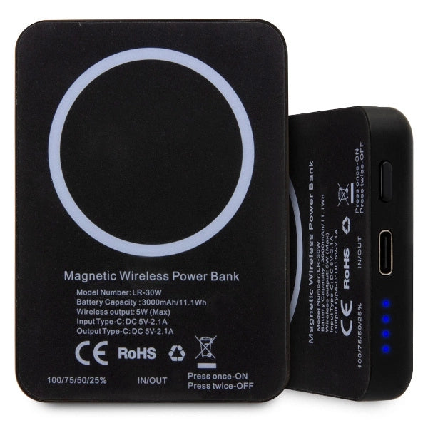 Karl Lagerfeld Ikonik MagSafe 5W 3000mAh Inductive Power Bank - Black