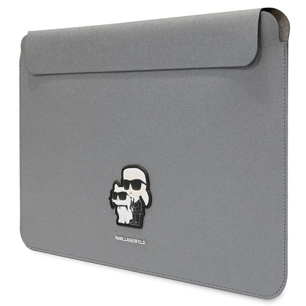 Karl Lagerfeld Saffiano Karl&amp;Choupette case for a 14" laptop - silver