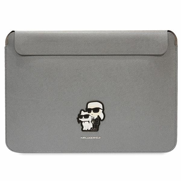 Karl Lagerfeld Saffiano Karl&amp;Choupette case for a 16" laptop - silver
