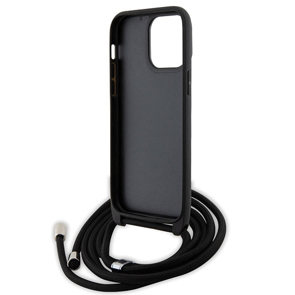 Karl Lagerfeld KLHCP14XSAKCPSK case for iPhone 14 Pro Max 6.7" hardcase - black Crossbody Saffiano Metal Pin Karl&Choupette