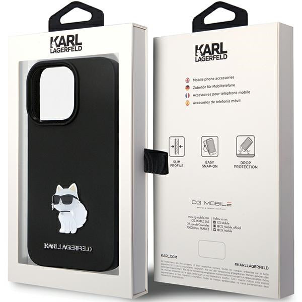 Karl Lagerfeld KLHCP14LSMHCNPK case for iPhone 14 Pro - black Silicone C Metal Pin