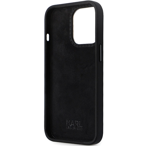 Karl Lagerfeld KLHCP14XSMHKNPK case for iPhone 14 Pro Max 6.7" - black Silicone Ikonik Metal Pin