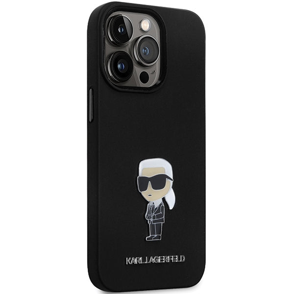 Karl Lagerfeld KLHCP14XSMHKNPK case for iPhone 14 Pro Max 6.7" - black Silicone Ikonik Metal Pin