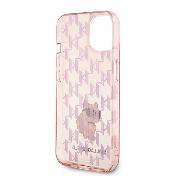 Karl Lagerfeld Monogram Choupette case for iPhone 15 - pink
