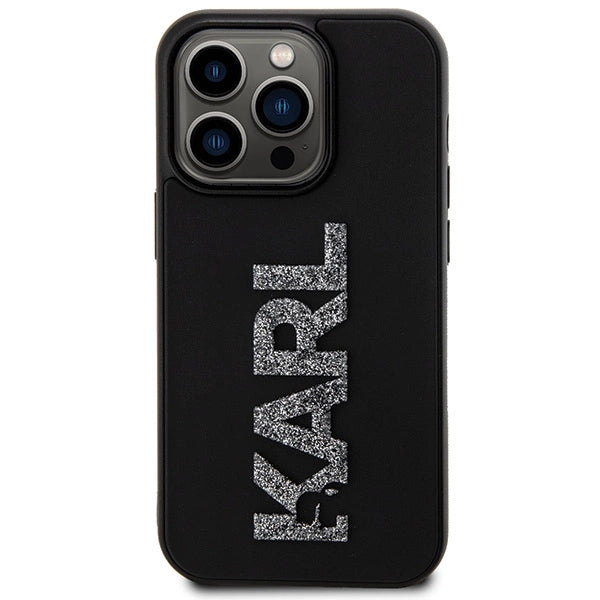 Karl Lagerfeld 3D Rubber Glitter Logo case for iPhone 15 Pro Max - black