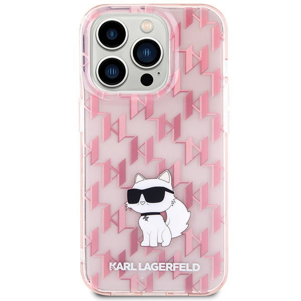 Karl Lagerfeld Monogram Choupette case for iPhone 15 Pro Max - pink