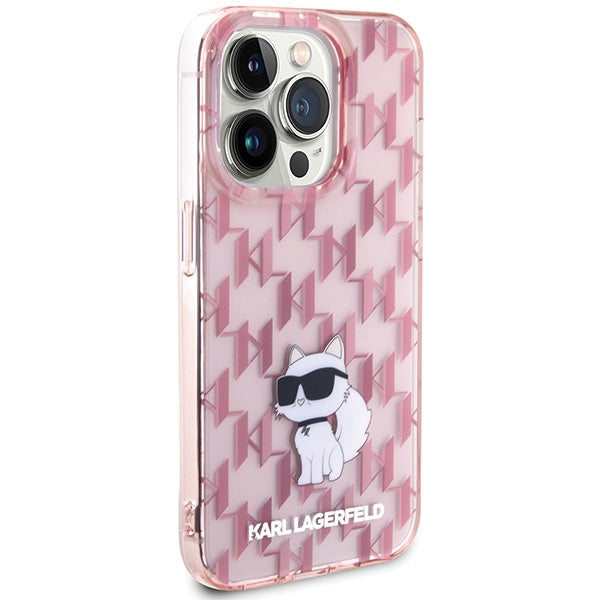 Karl Lagerfeld Monogram Choupette case for iPhone 15 Pro Max - pink
