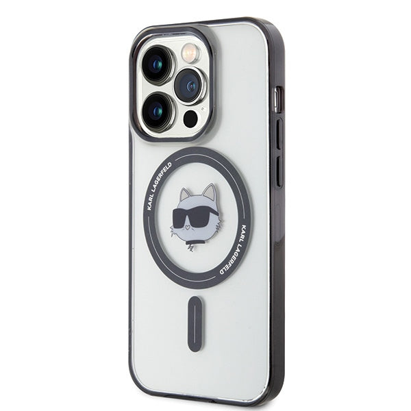 Karl Lagerfeld IML Choupette's Head MagSafe case for iPhone 15 Pro - transparent