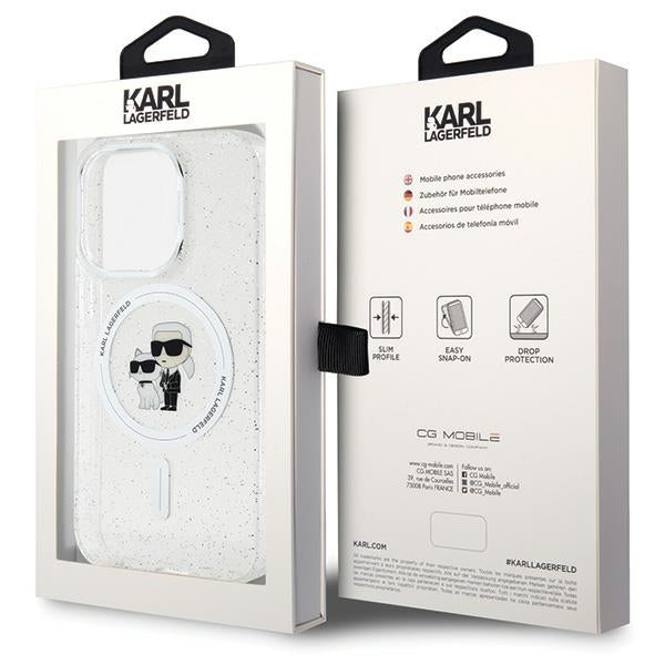 Karl Lagerfeld Karl&amp;Choupette Glitter MagSafe case for iPhone 15 Pro - transparent