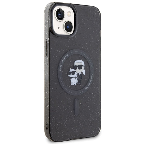 Karl Lagerfeld Karl&amp;Choupette Glitter MagSafe case for iPhone 15 Plus - black
