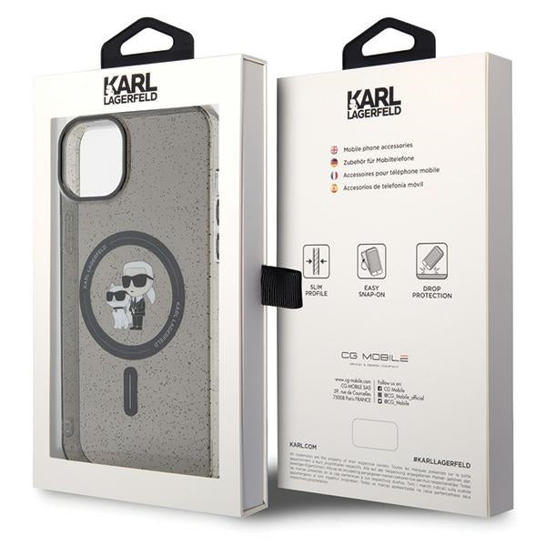 Karl Lagerfeld Karl&amp;Choupette Glitter MagSafe case for iPhone 15 Plus - black