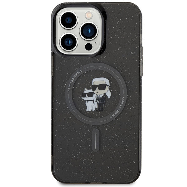 Karl Lagerfeld Karl&Choupette Glitter MagSafe case for iPhone 15 Pro Max - black