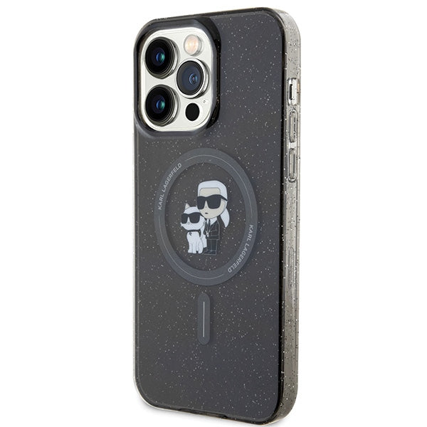 Karl Lagerfeld Karl&Choupette Glitter MagSafe case for iPhone 15 Pro Max - black