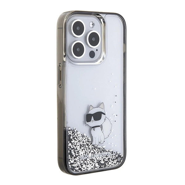 Karl Lagerfeld Liquid Glitter Choupette case for iPhone 15 Pro - transparent