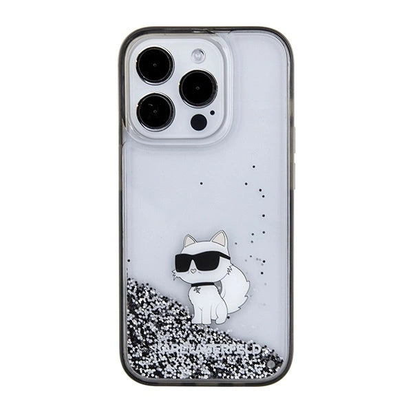 Karl Lagerfeld Liquid Glitter Choupette case for iPhone 15 Pro - transparent