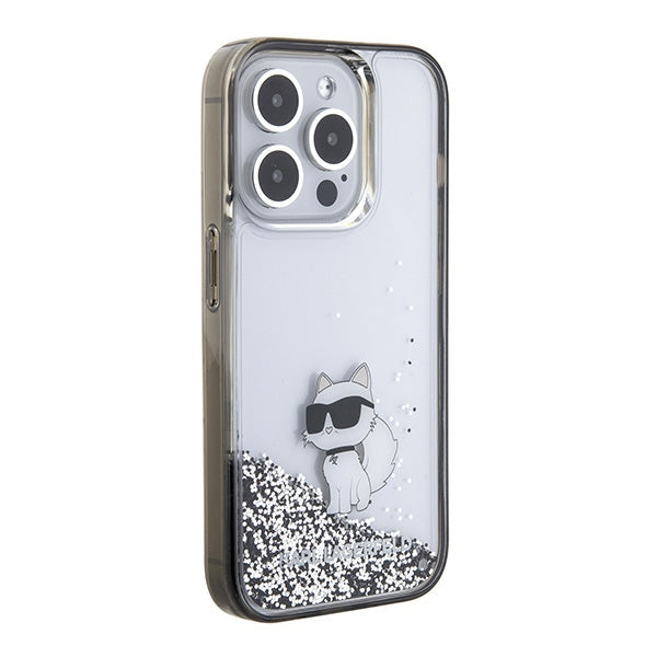 Karl Lagerfeld Liquid Glitter Choupette case for iPhone 15 Pro Max - transparent