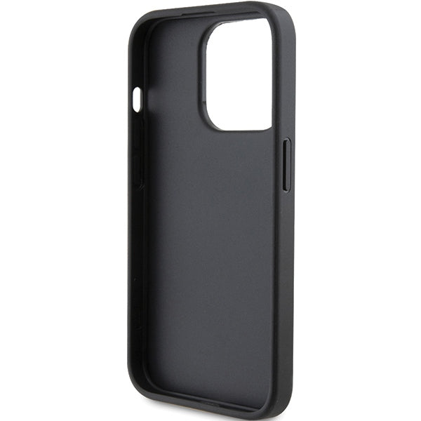 Karl Lagerfeld Saffiano Cardslot Karl&amp;Choupette Metal Pin case for iPhone 15 Pro - black