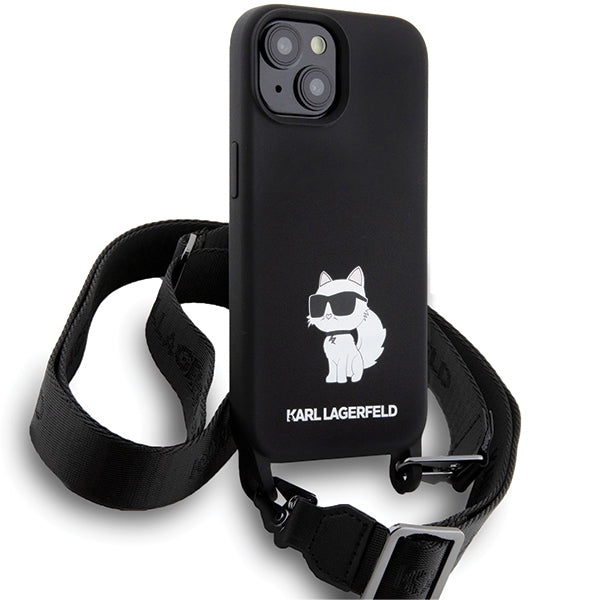 Karl Lagerfeld KLHCP15SSCBSCNK iPhone 15 6.1" hardcase black/black Crossbody Silicone Choupette