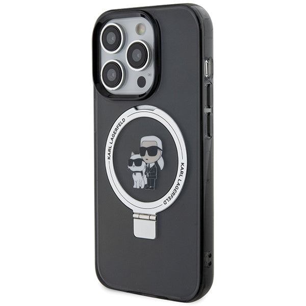 Karl Lagerfeld KLHMP13LHMRSKCK iPhone 13 Pro 6.1" black/black hardcase Ring Stand Karl&amp;Choupette MagSafe