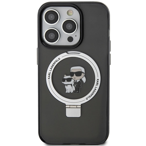 Karl Lagerfeld KLHMP13LHMRSKCK iPhone 13 Pro 6.1" black/black hardcase Ring Stand Karl&amp;Choupette MagSafe